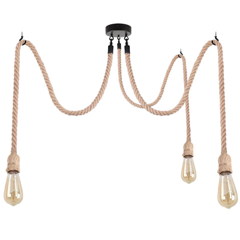 Retro Vintage Henneptouw Plafondlamp Multi Outlet ~ 3705