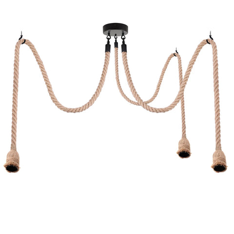 Retro Vintage Henneptouw Plafondlamp Multi Outlet ~ 3705
