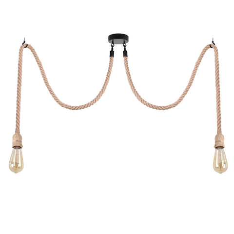 Retro Vintage Henneptouw Plafondlamp Multi Outlet ~ 3705