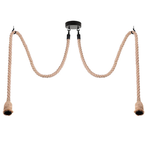 Retro Vintage Henneptouw Plafondlamp Multi Outlet ~ 3705