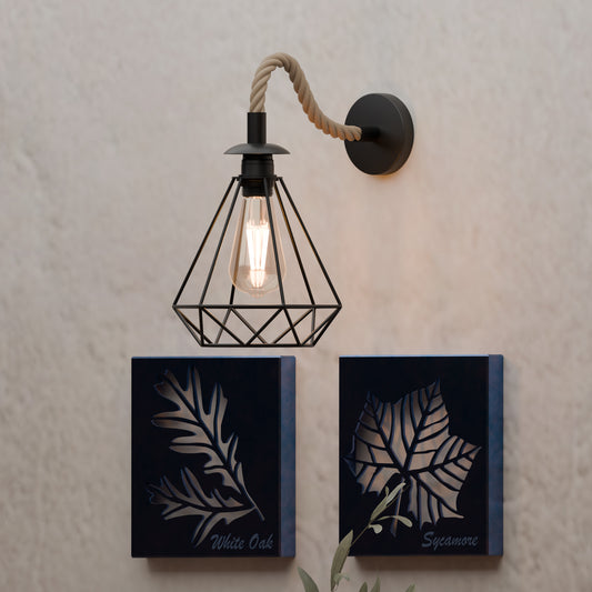 Vintage henneptouw metalen kap E27 wandlamp wandlamp~5700