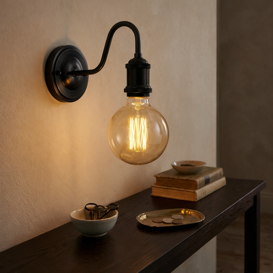 Metalen wandlamp met zwanenhals, vintage wandlamp~5670