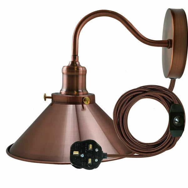 Stekker in wandverlichting 2M kabel dimmer schakelaar lichtfittingen~5303 – Nee / Koper
