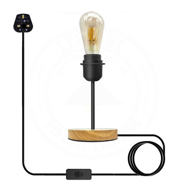 Vintage zwarte tafellamp met BS-stekker en aan/uit E27 bureaulamp~4563  – Met lamp / 1 pak
