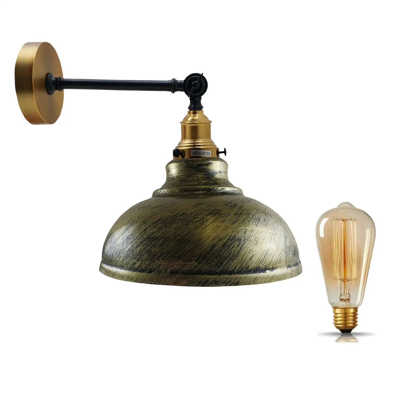 brushed brass wall lamp curvy industrial wall light metal wall mounted lamp brushed brass light fixture industrial wall sconce