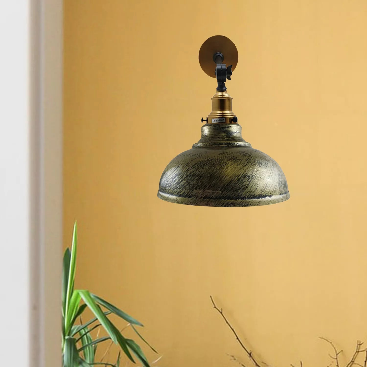 brushed brass wall lamp curvy industrial wall light metal wall mounted lamp brushed brass light fixture industrial wall sconce