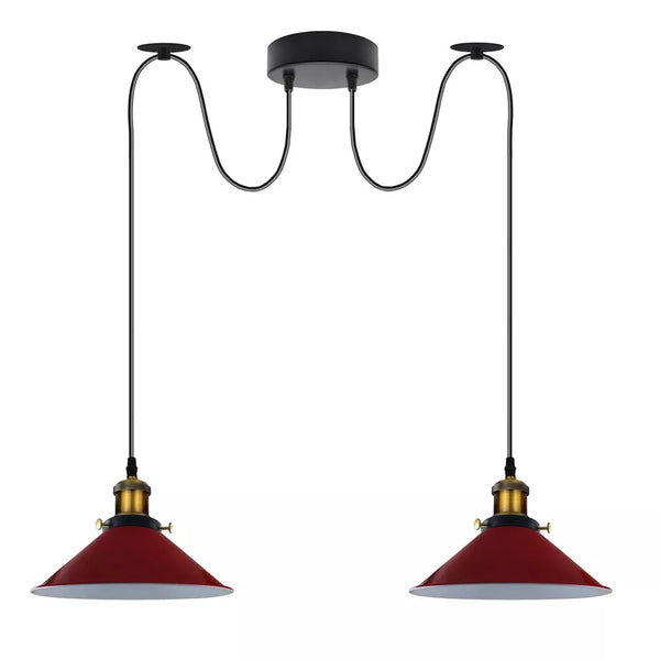 2-weg industriële plafond hanglamp ~ 3508  – Red / Ja