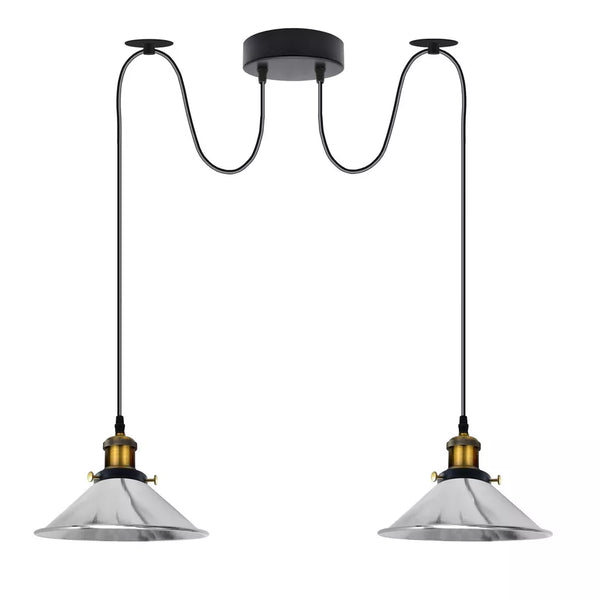 2-weg industriële plafond hanglamp ~ 3508  – Chrome / Ja