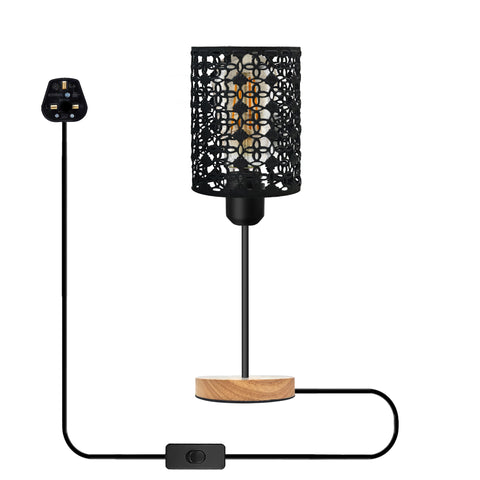 Tafellamp met zwarte kooi van metaal ~5307