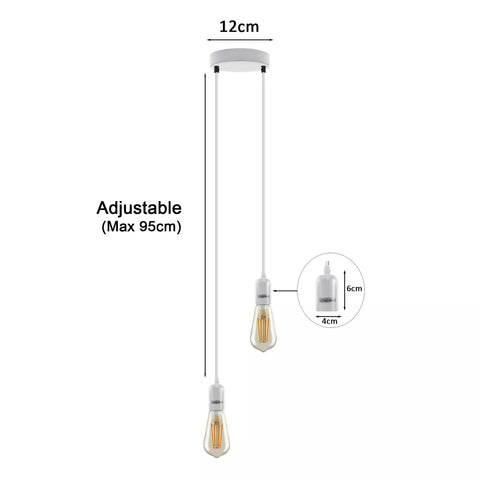 Vintage E27 metalen plafondlamp met 2 koppen~5663