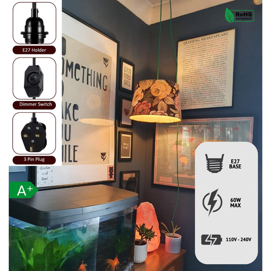 4M stoffen flexkabel plug-in hanglampset E27-lamphouder ~3746