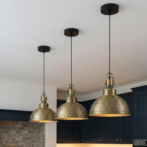 Shaded Pendant Light With Hammered Texture ~6463