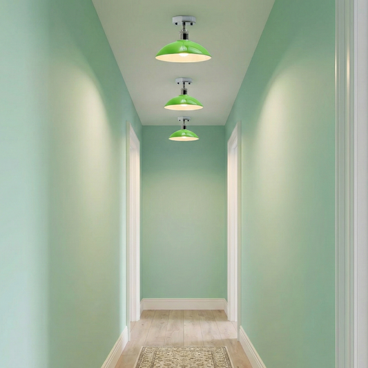 Green Metal Semi Flush Light ~6473