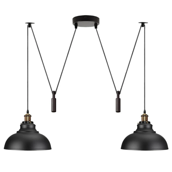 2 Head Ceiling Pendant Spider Light, 29cm Metal ~6147 – Black / Yes
