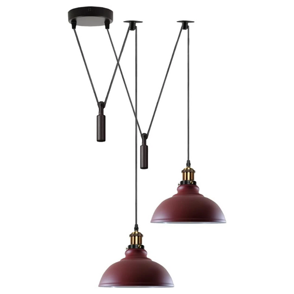 2 Head Ceiling Pendant Spider Light, 29cm Metal ~6147 – Burgundy / Yes