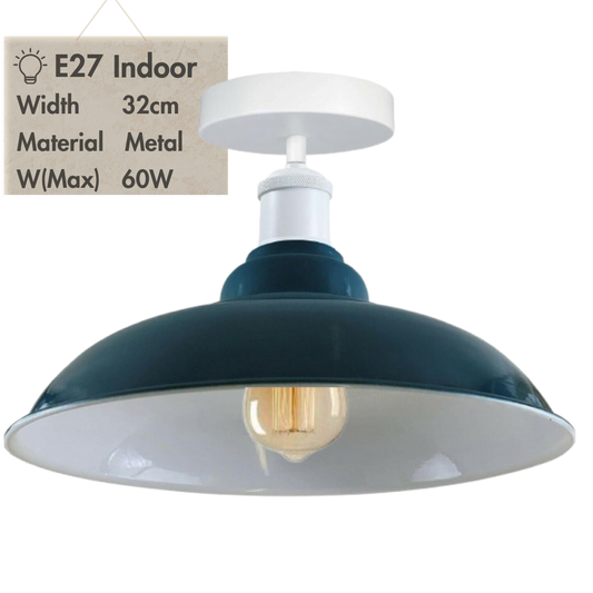 Ceiling light fixture with blue shade with E27 bulb
