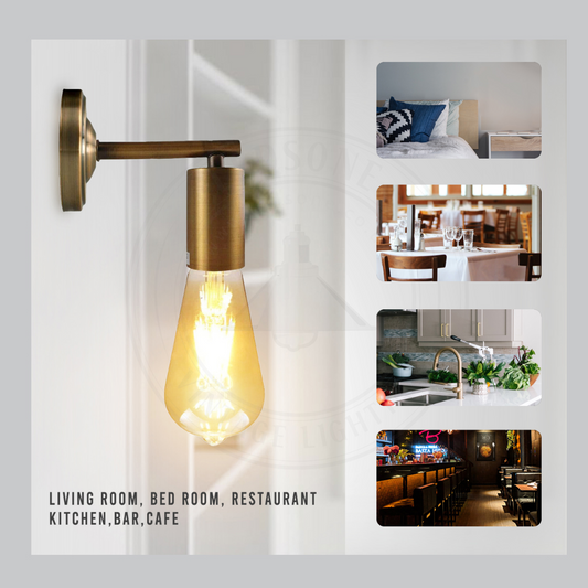 Gele messing industriële vintage retro metalen wandlamp fitting~1693