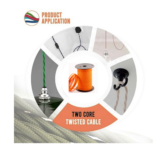1M/5M/10M Oranje 2-aderige gedraaide elektrische textielkabel~1761 