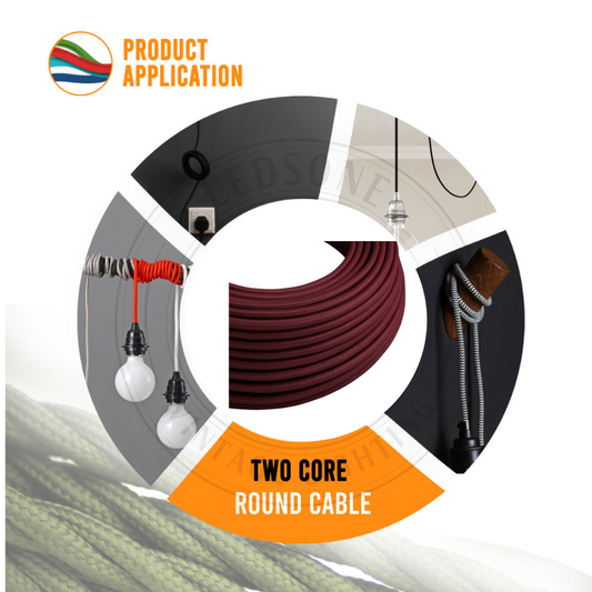 1m/5m/10m 2-aderige ronde vintage gevlochten stoffen kabel in bordeauxrood, flexibel 0,75 mm~4700