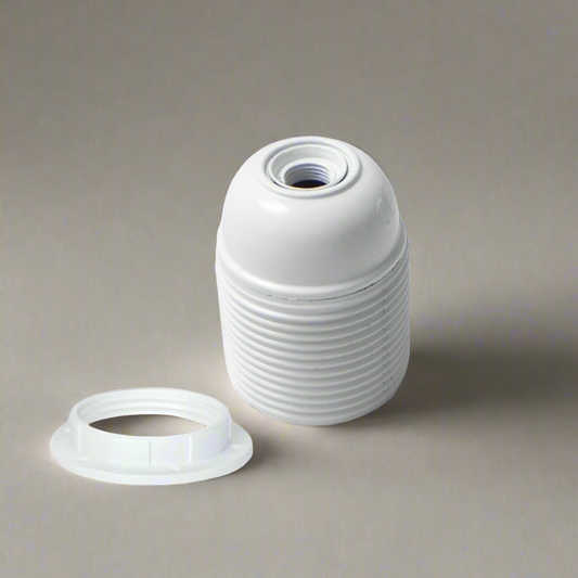 White Bakelite Threaded Lamp Holder