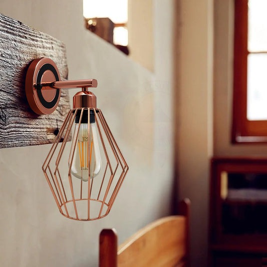 Vintage Retro Industriële Wandlamp Lampfitting Roségoud Armatuur~4488