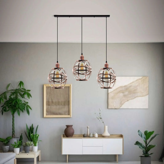 Hanglamp met 3 koppen en draadkooi~5105
