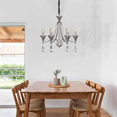 Kristallen kroonluchter met kaarsverlichting, verstelbare hanglamp met E14-fitting ~ 4625 