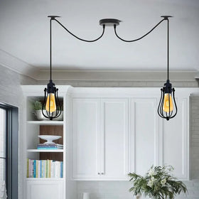 2-koppige kooi plafond hanglamp Swag hangende spin lamp~4275