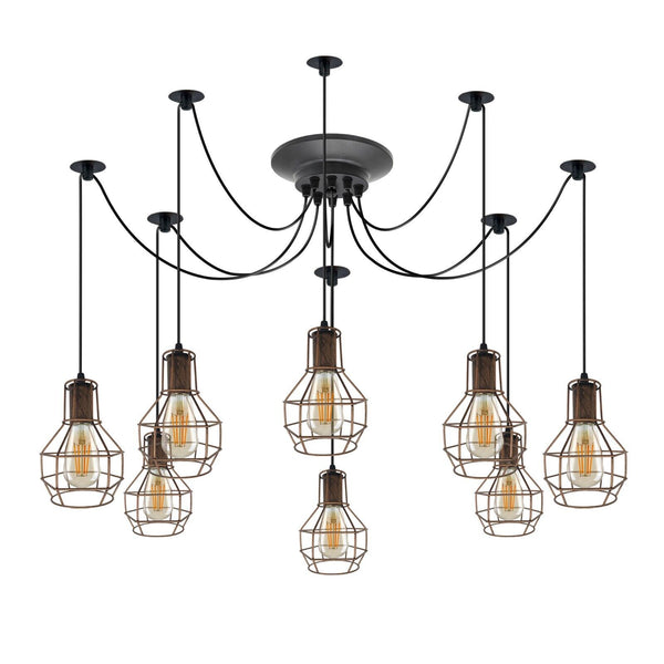 Moderne zwarte plafondkroonluchter met 8 koppen en vintage Spider-hanglamp ~ 5710 – Ja