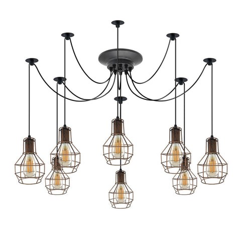 Moderne zwarte plafondkroonluchter met 8 koppen en vintage Spider-hanglamp ~ 5710