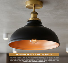 Modern Semi-Flush Ceiling Light | Metal Dome Shade ~6624