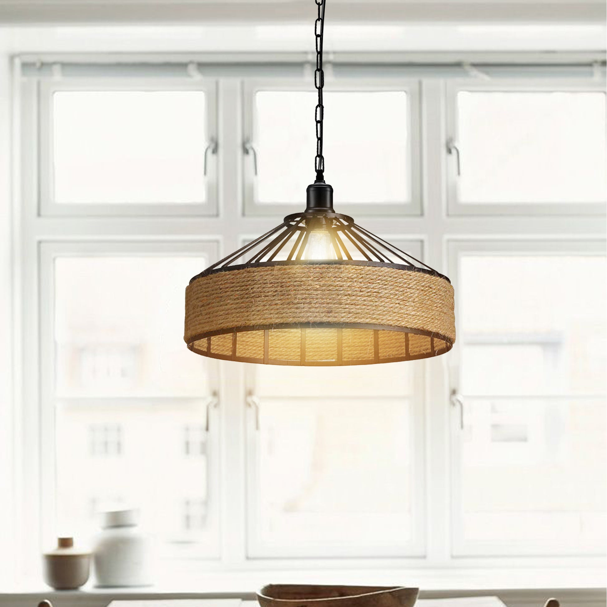 Led sone Living Room Large Rope Pendant Light