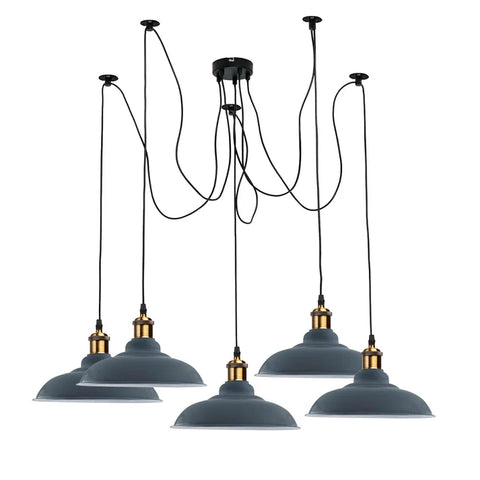 5-weg Spider plafond hanglamp metalen gebogen kap ~ 3399