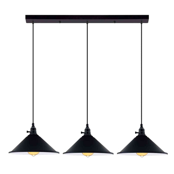 Kitchen Island 3 Light Pendant Light With Fluming Switch ~6187 – Black / Yes