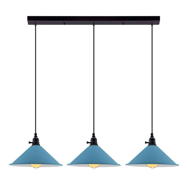 Kitchen Island 3 Light Pendant Light With Fluming Switch ~6187 – Blue / Yes