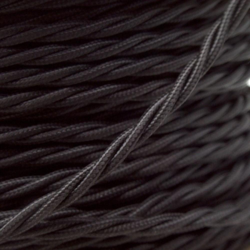 2-core-twisted-electric-cable-covered-by-solid-black-color-fabric-0-75mm