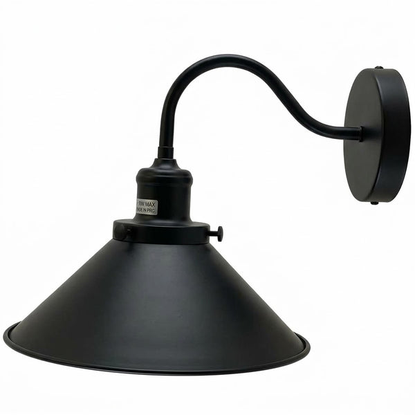 Industriële zwanenhals wandlamp vintage wandlamp ~1196 – Zwart / Zonder lamp