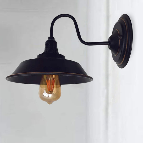 Moderne wandlamp, wandlamp E27, binnenlamp, zwart met gouden lijn, kap, fitting, kap, armatuur~2011 – Met lamp