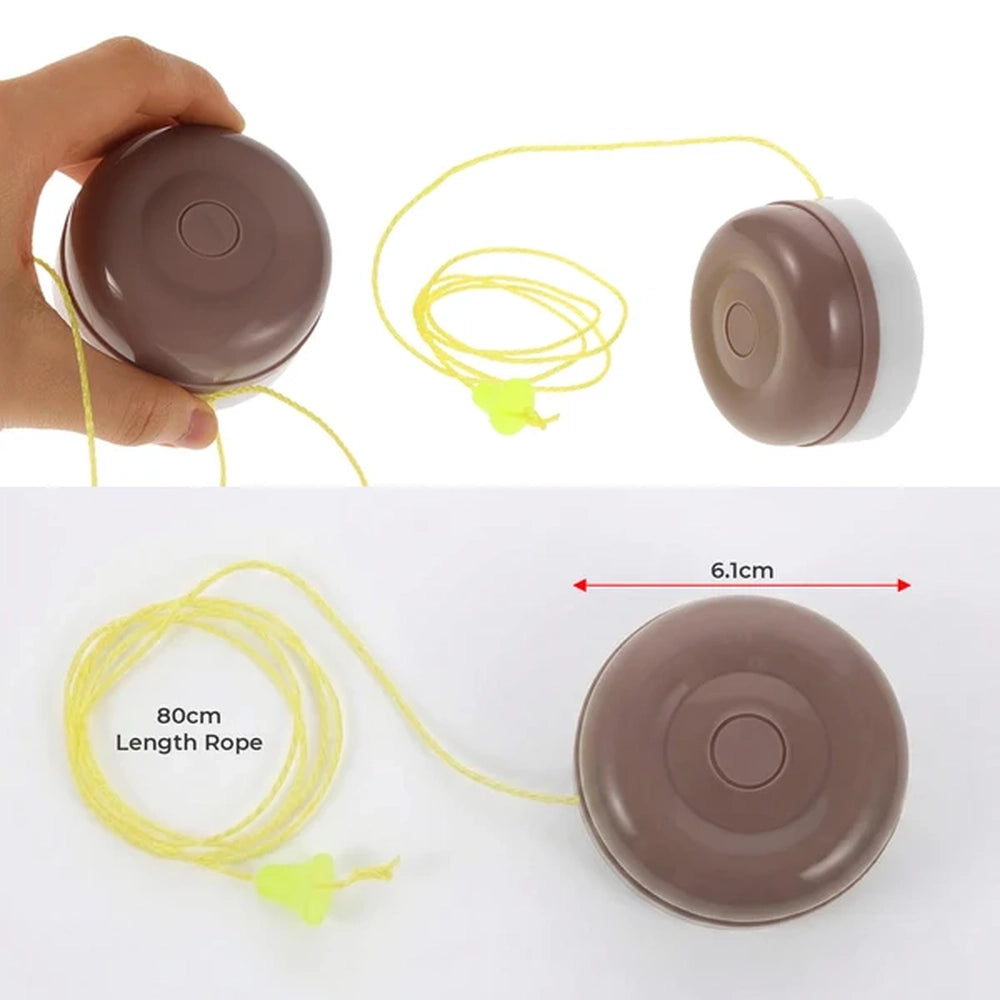brown pull cord switch held in a hand with 80cm rope and 6.1cm size