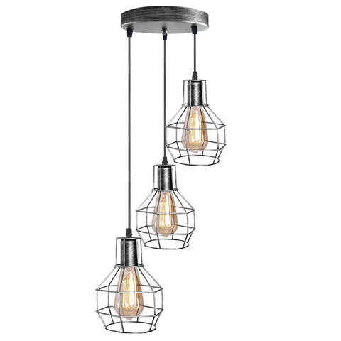 3-lichts hangende kooiarmatuur van geborsteld messing~5318 