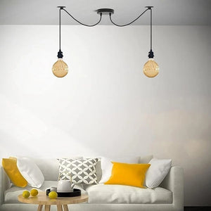2 Head Industrial Ceiling Spider Light Fitting Lamp Hanging Chandelier Pendant ~6214