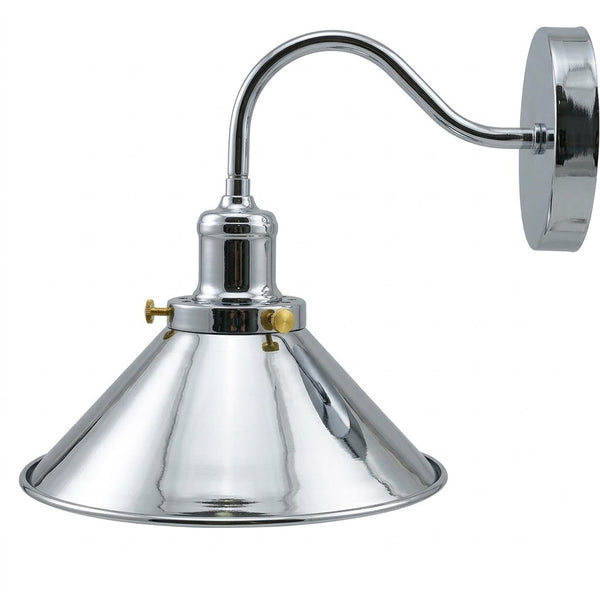 Industriële zwanenhals wandlamp vintage wandlamp ~1196 – Chroom / Zonder lamp