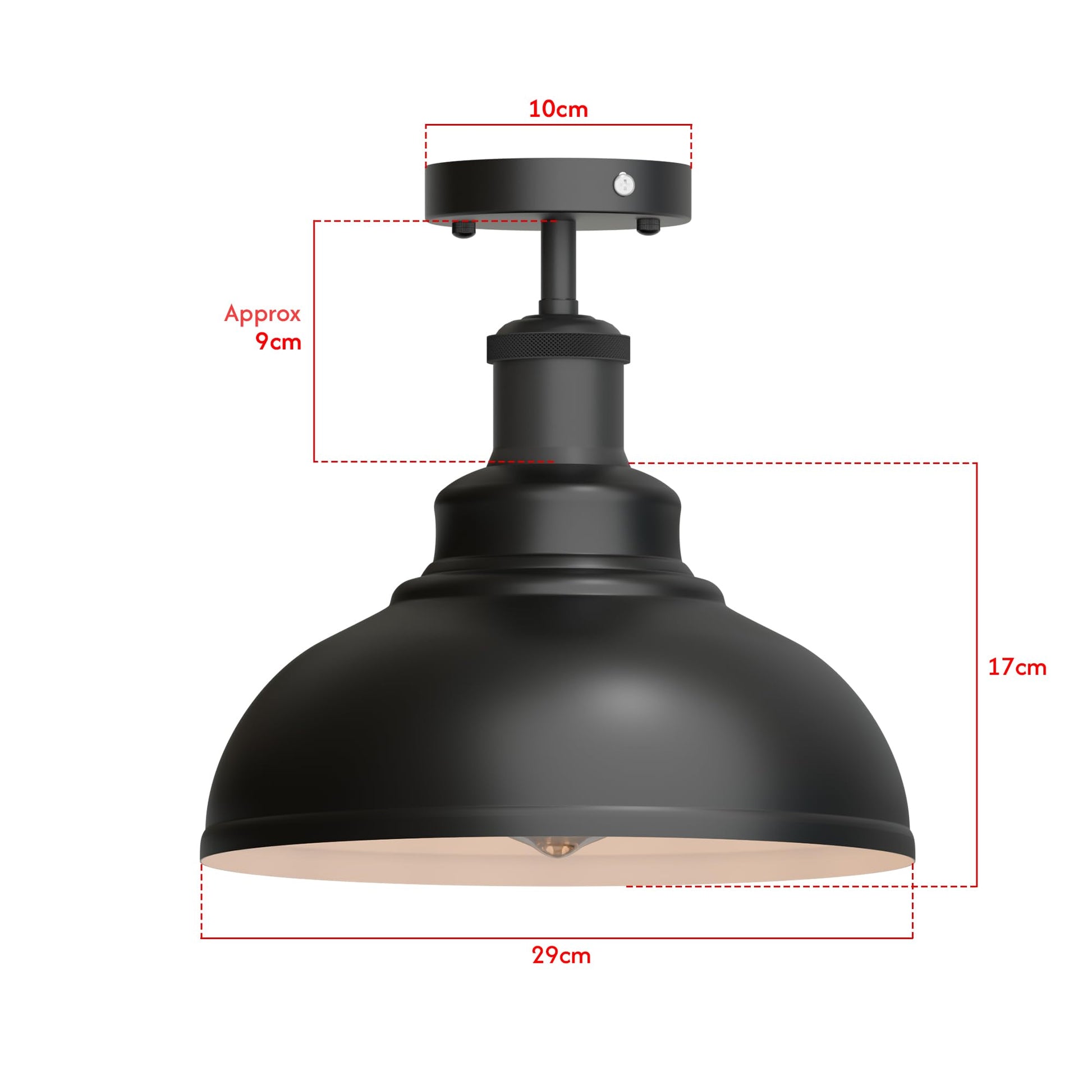 industrial with kitchen vintage Industrial semi-flush ceiling light, modern metal dome fixture, E27 vintage ceiling lamp, retro kitchen lighting, hardwired hallway light, close-to-ceiling fixture, 26 cm diameter ceiling light.
