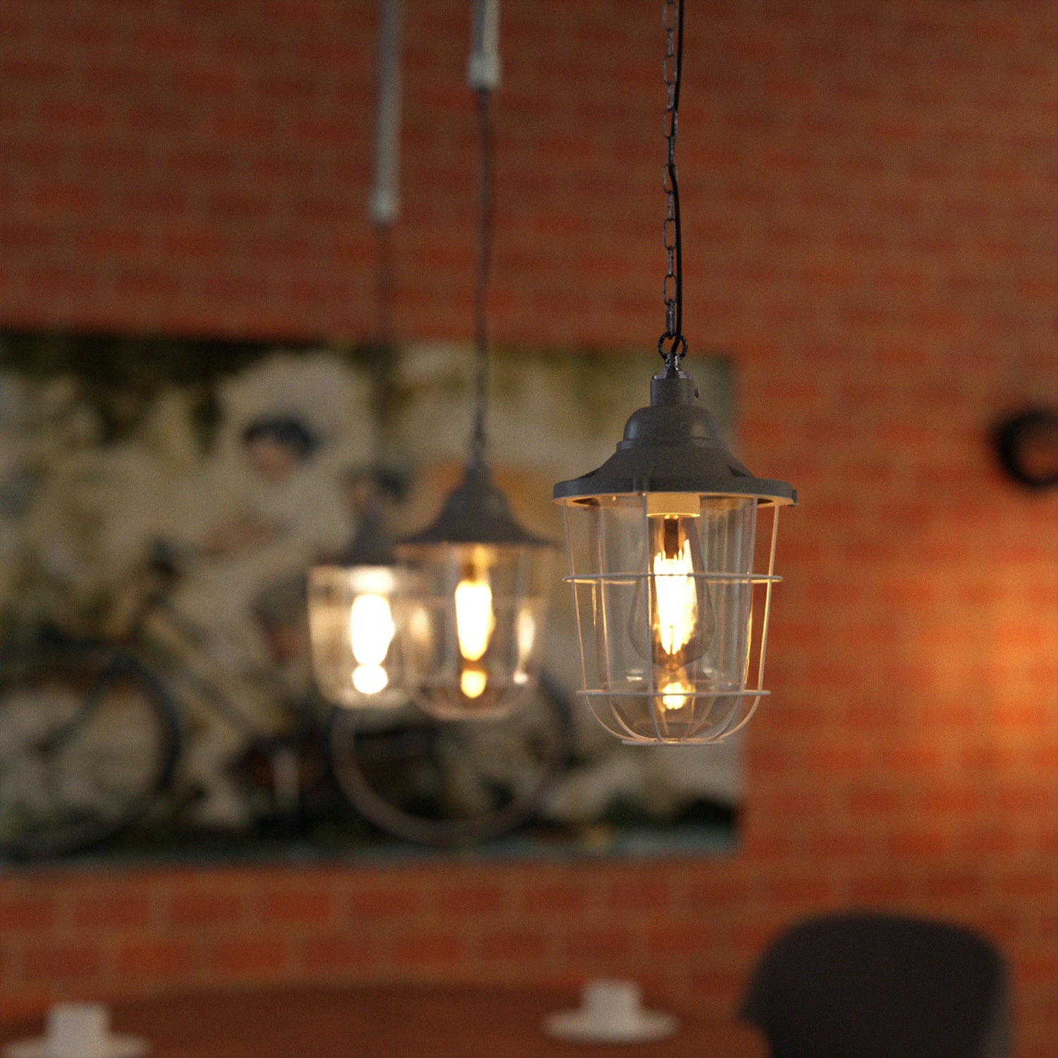 conduit lighting in a café