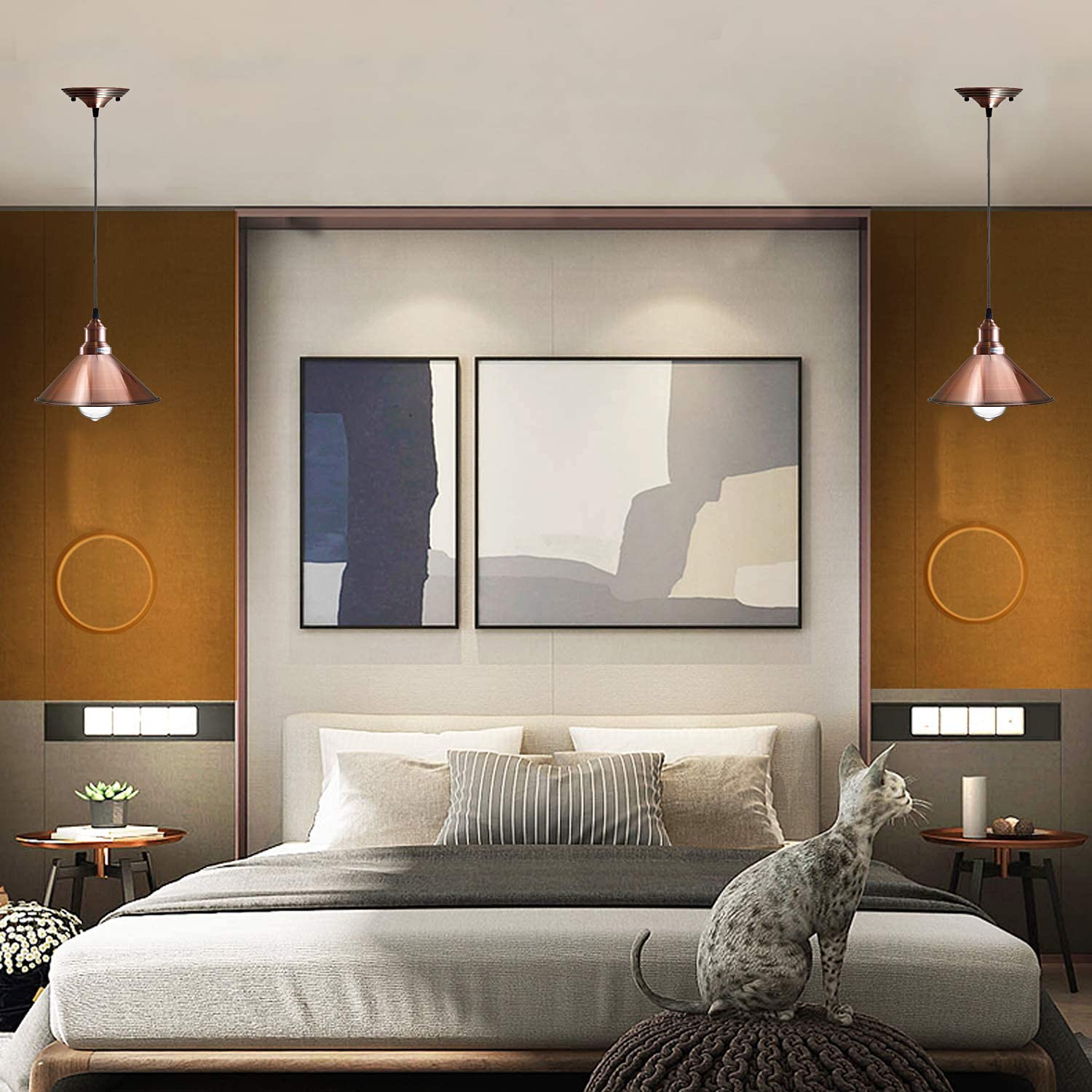 Industrial cone ceiling light with vintage bulb