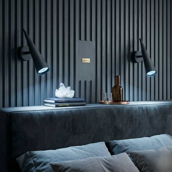 Moderne LED zwarte kegelvormige kap GU10 wandlamp aluminium downlight~4598 – 2-pack / Koel wit
