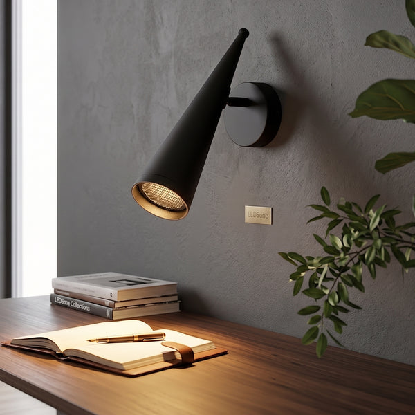 Moderne LED zwarte kegelvormige kap GU10 wandlamp aluminium downlight~4598 – 1 pak / Warm wit