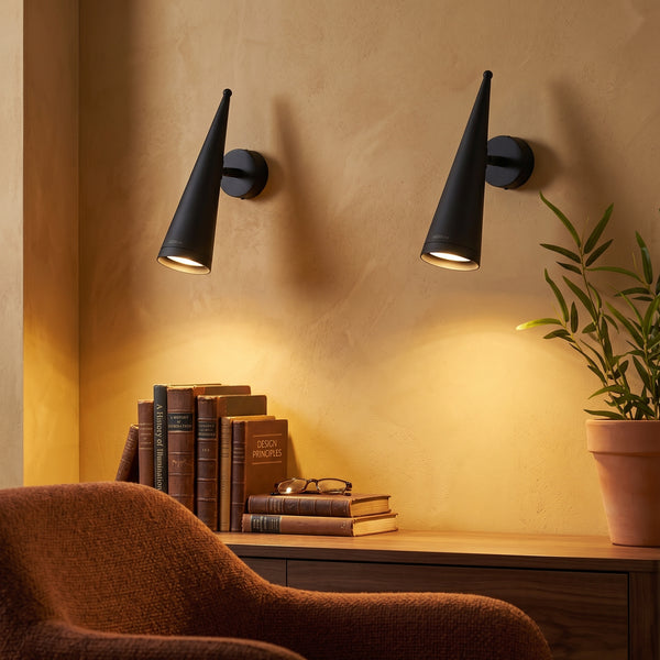 Moderne LED zwarte kegelvormige kap GU10 wandlamp aluminium downlight~4598 – 2-pack / Warm wit