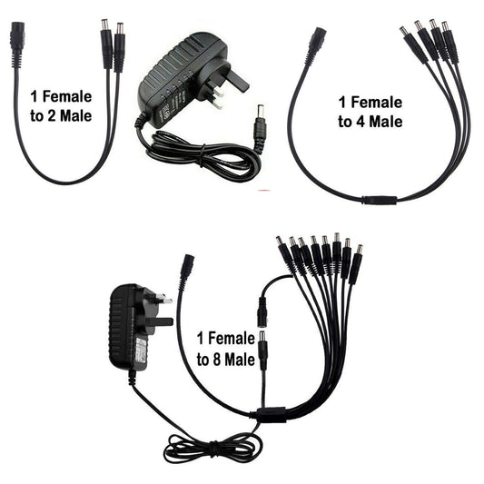 12V CCTV-voedingsadapter en 2/4/8-splitter 1A PSU-connector ~6022