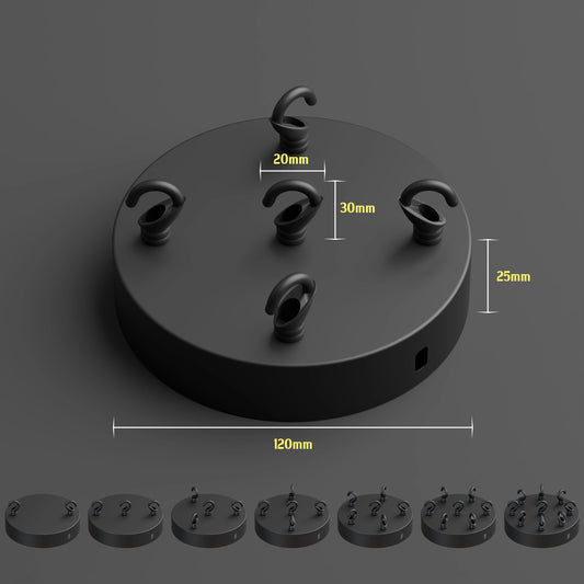Zwarte plafondrozet met haak hanglampfitting~2385